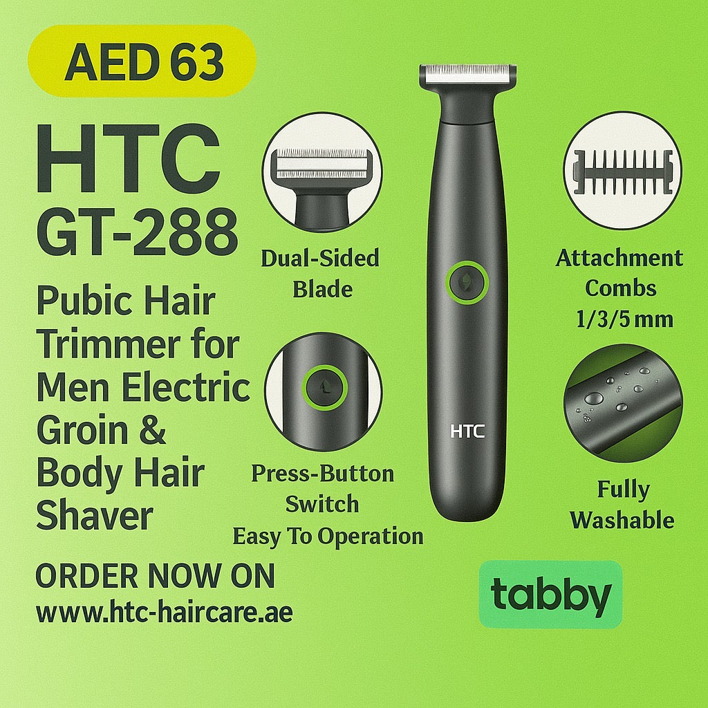 HTC Pubic Hair Trimmer for Men Electric Groin & Body Hair Shaver for Sensitive & Private Parts, Ultimate Male Hygiene Razor