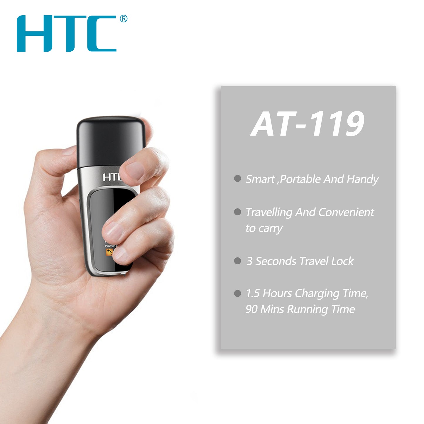 HTC Portable Trimmer, Hair Clipper with Special T Blade, Zero Cutting with protective cover, Suitable for frequent Travellers