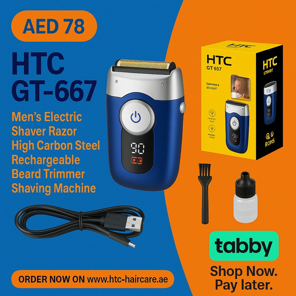 HTC GT-667 Men's Electric Shaver Razor High Carbon Steel Rechargeable Beard Trimmer Shaving Machine