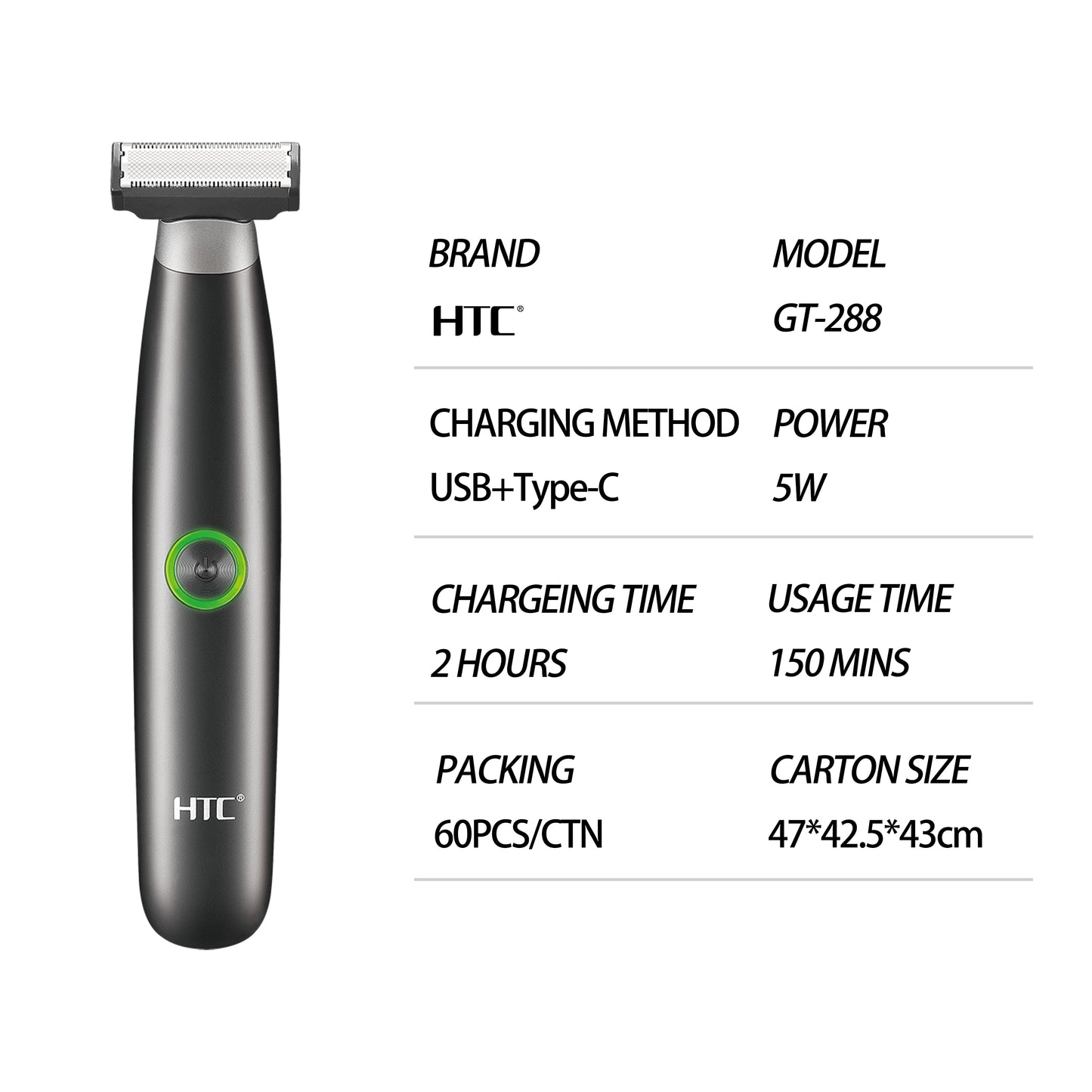 HTC Pubic Hair Trimmer for Men Electric Groin & Body Hair Shaver for Sensitive & Private Parts, Ultimate Male Hygiene Razor
