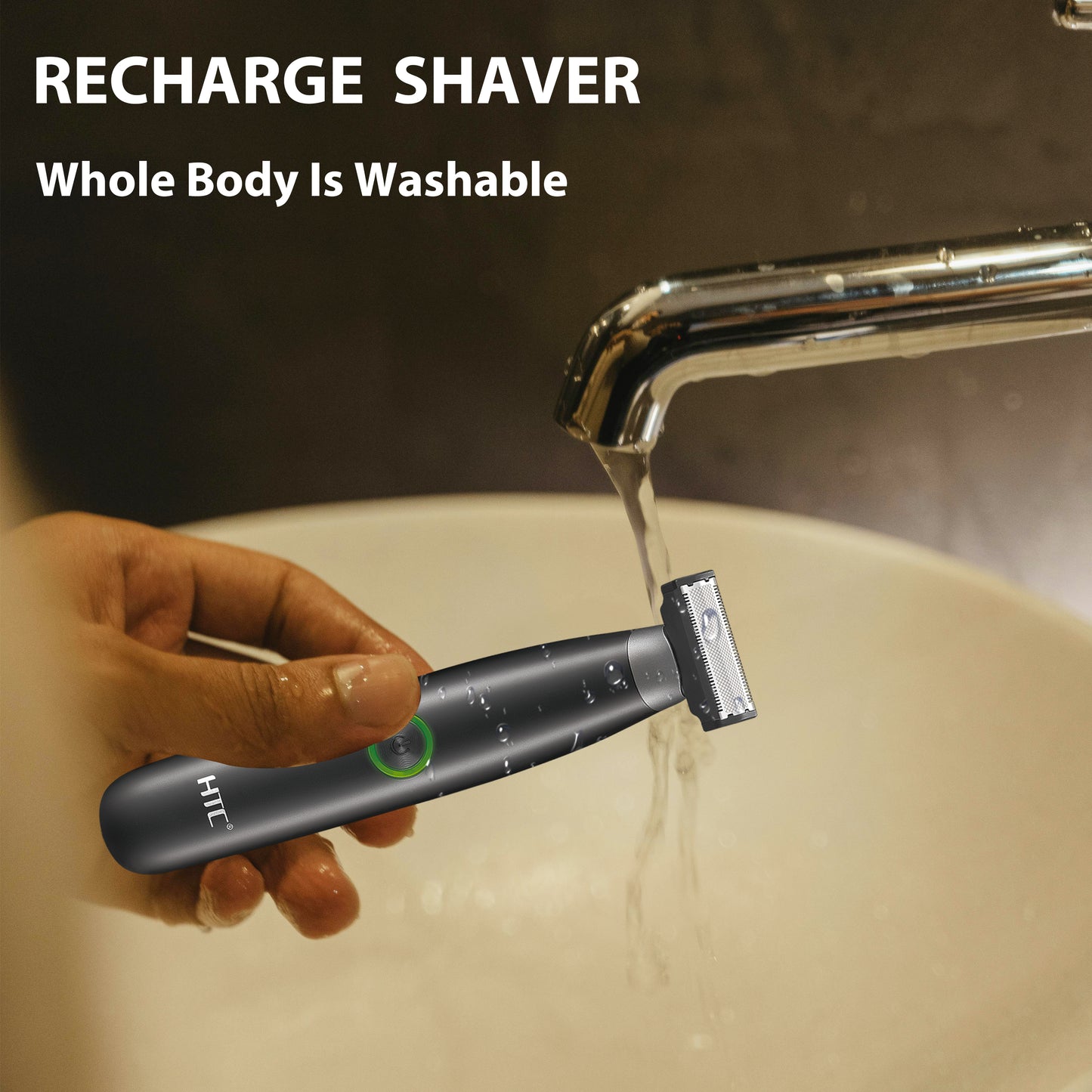 HTC Pubic Hair Trimmer for Men Electric Groin & Body Hair Shaver for Sensitive & Private Parts, Ultimate Male Hygiene Razor