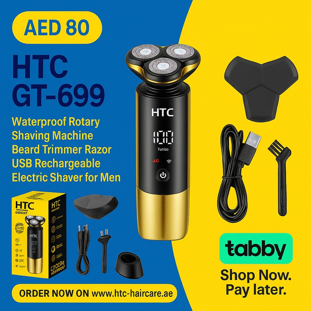 HTC GT-699 Waterproof Rotary Shaving Machine Beard Trimmer Razor USB Rechargeable Electric Shaver for Men
