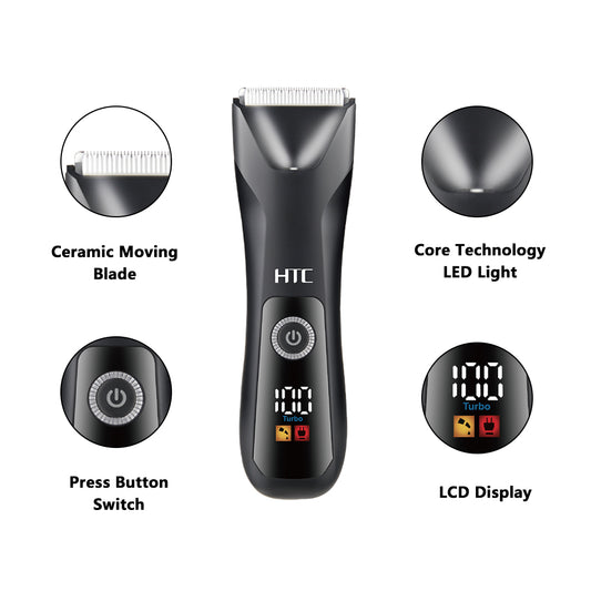HTC AT-018 Fully Body Shaver Washable Type-C Rechargeable Ceramic Blade for body  and face
