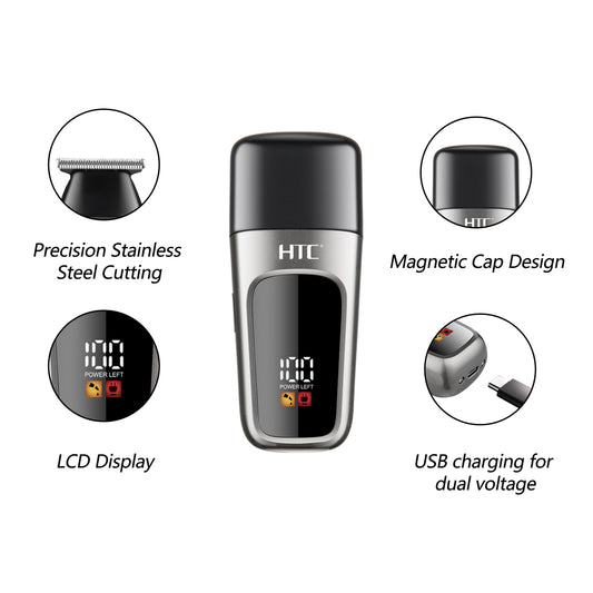 HTC Portable Trimmer, Hair Clipper with Special T Blade, Zero Cutting with protective cover, Suitable for frequent Travellers