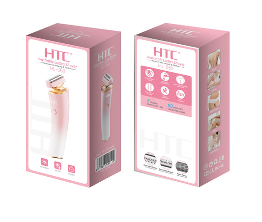 HTC HL060 Shaver for Female, Dual Shaver Blades, Fully Washable, 600 mAh Lithium Battery